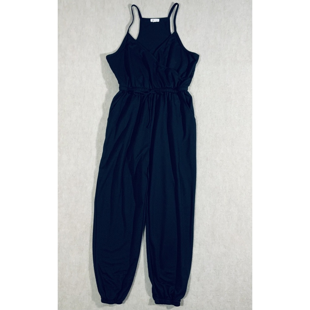 Boho Cottage Resort Vacation Beach Preppy Black Jumpsuit L